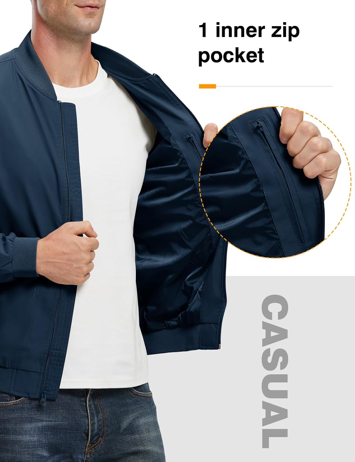 TBMPOY Men's Lightweight Bomber Jackets Light Windbreaker Casual Stylish Fall Golf Zip Up Dress Business Varsity - Image 5