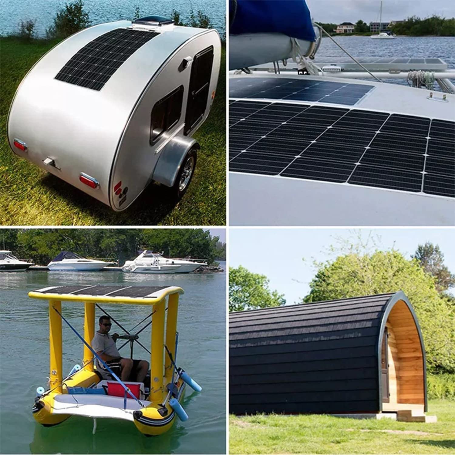Zestaw solarny z panelem słonecznym monokrystalicznym - 600 W 18 V ogniwa fotowoltaiczne systemy solarne systemy PV solarne do przyczep kempingowych, na kemping, balkony, domki ogrodowe