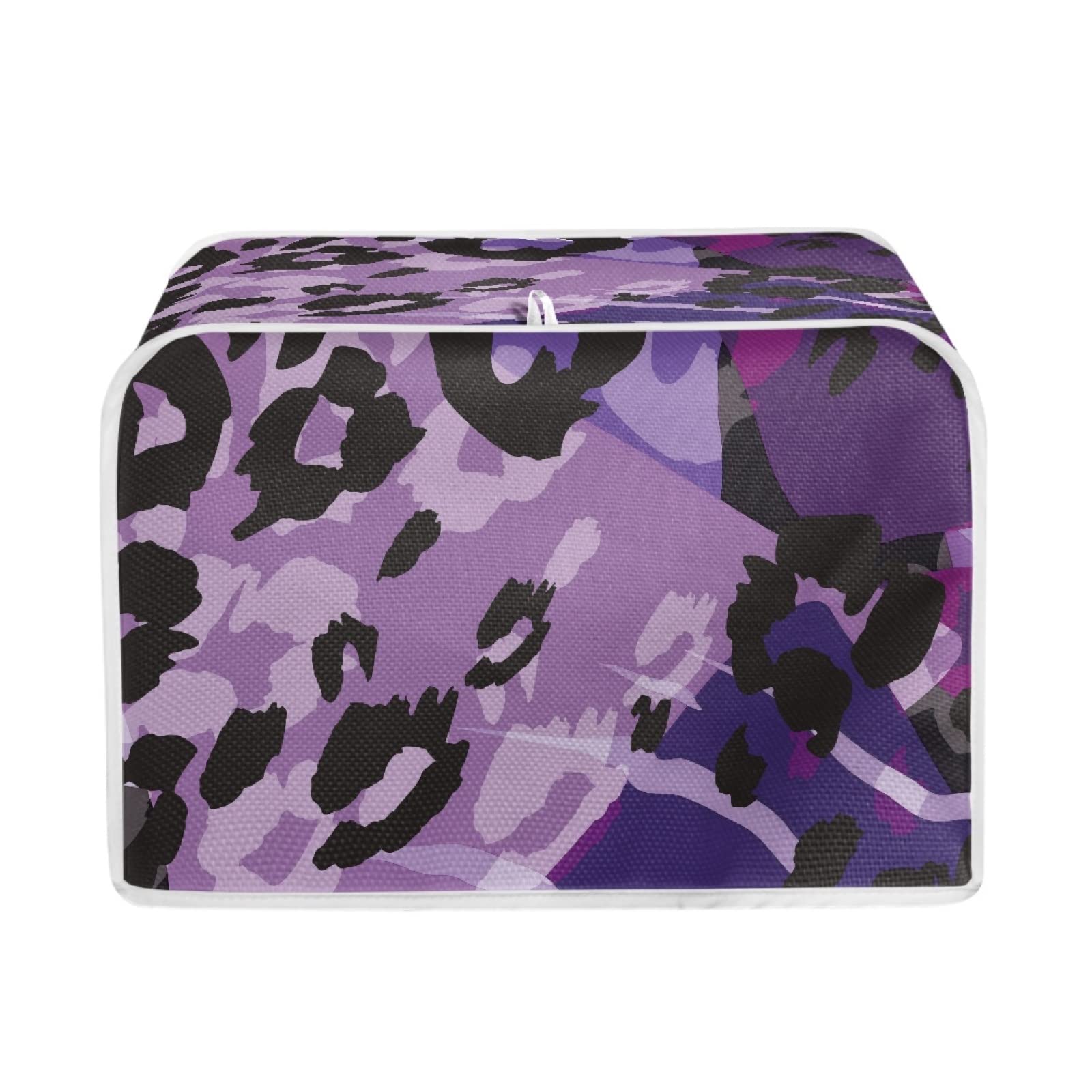 Horeset Purple Leopard Print Toaster Cover Stain Resistant Bread Machine Dust Protection Cover Universal Fit Most Long Slot Toasters
