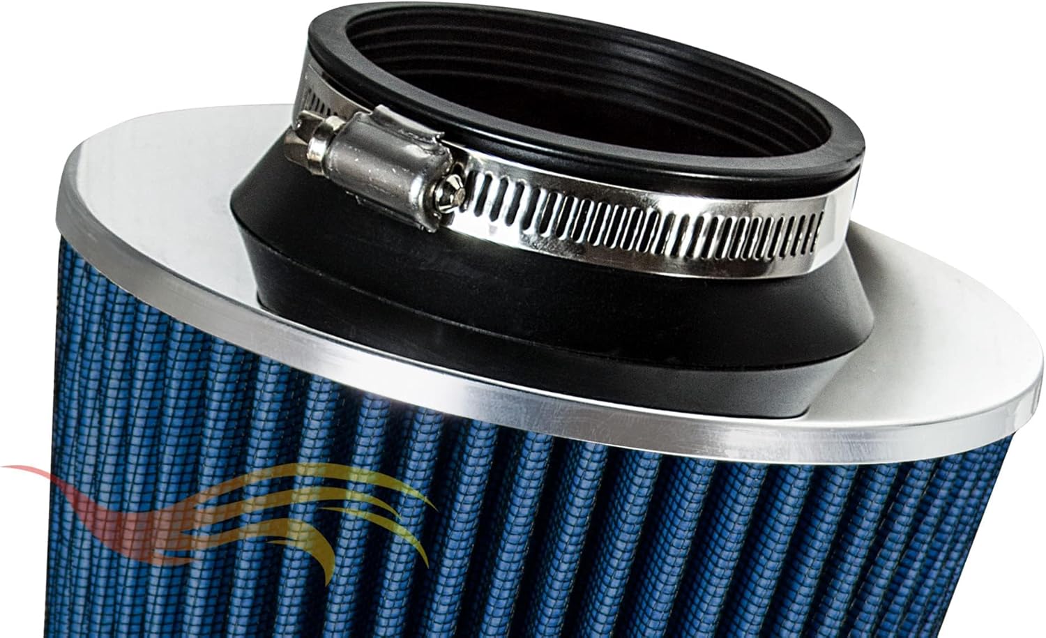 BLUE 3.5" 89 mm Inlet Truck Air Cone Replacement Performance Washable Clamp-On Dry Air Filter (8" Tall)