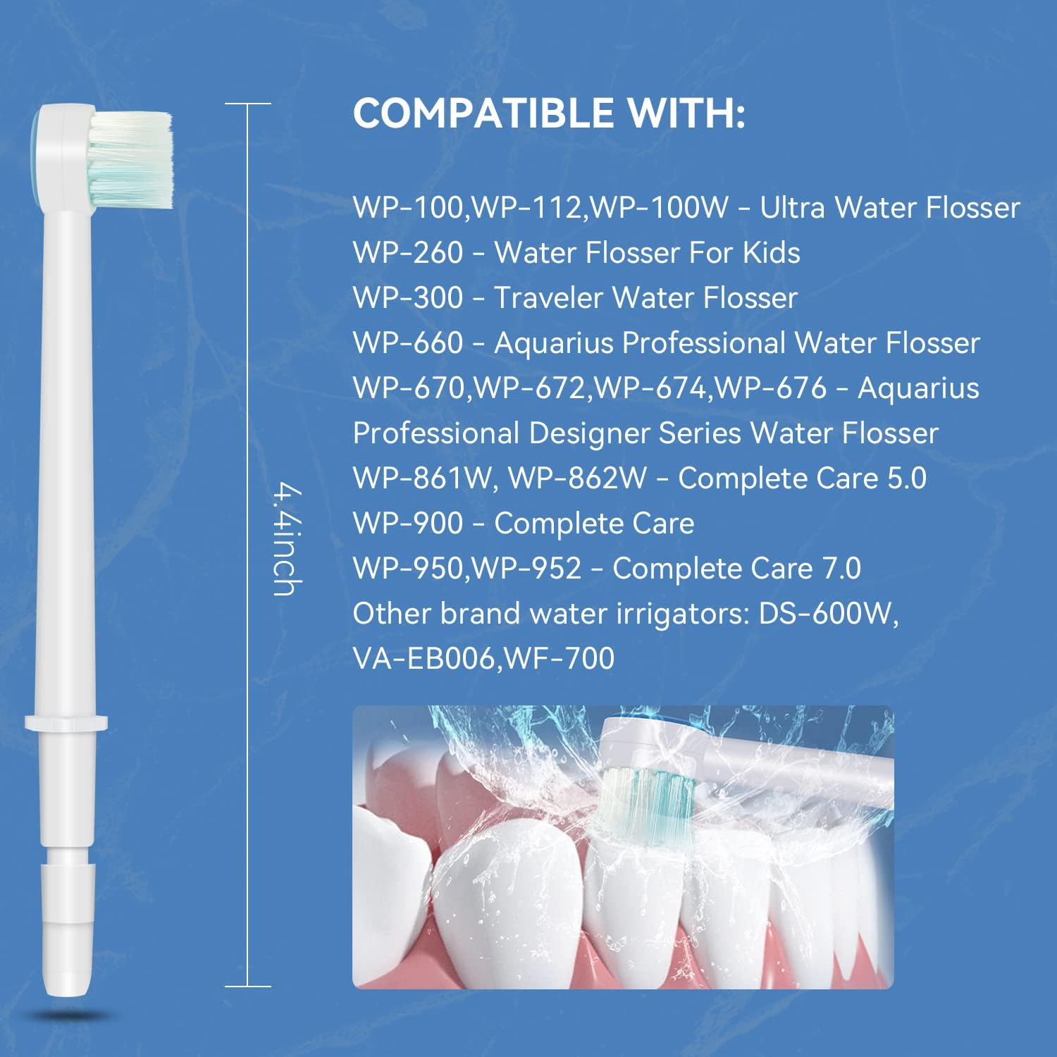 Replacement Tips for Waterpik Water Flosser,Replacement Classic Jet Tips Compatible Brush Heads for Waterpik (AquaFlosser 6 Tips)