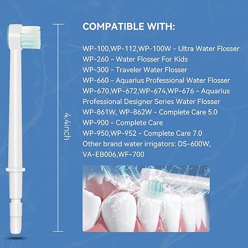 Miniatura 2 de Puntas de repuesto para Waterpik Water Flosser Classic Jet Tips Waterpik piezas de repuesto y otros irrigadores orales (AquaFlosser 6 puntas)