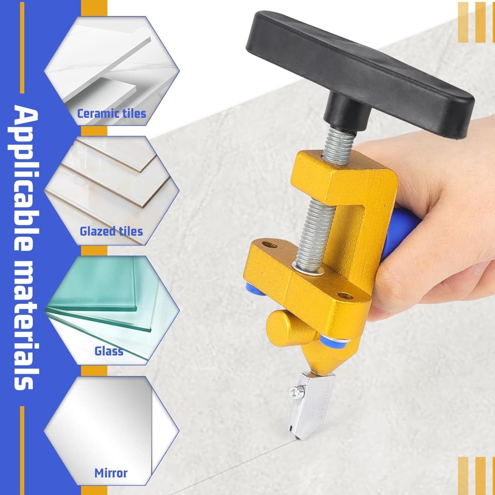Tagliavetro Tagliapiastrelle Manuale, 2 In 1 Utensili Manuali Per Tagliapiastrelle Taglia Piastrelle Apriscatole Con Rompivetro, 3-15mm Taglia Vetro A Mano Per Taglio Vetro/Specchio/Piastrelle