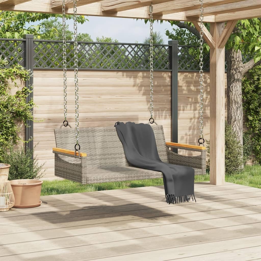 Patio Swing Bench Gray,Modern Gray Poly Rattan Swing Bench – Stylish and Durable Garden Furniture for Outdoor Use Patio Furniture