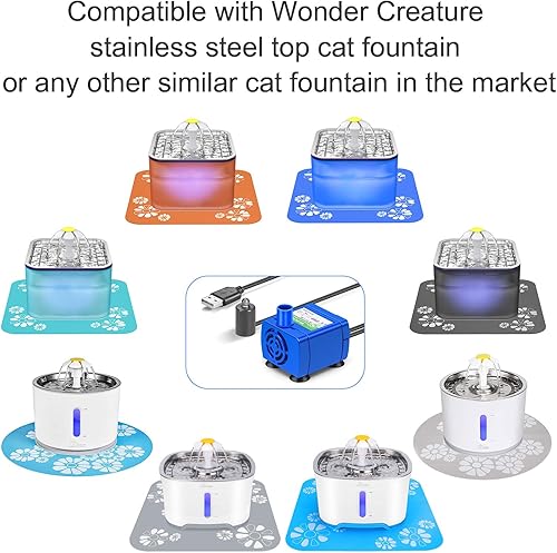 Miniatura 2 de Wonder Creature Bomba de fuente de agua para gatos, bomba de repuesto para fuente de agua redonda, cúbica y de cristal, bomba de fuente para mascotas