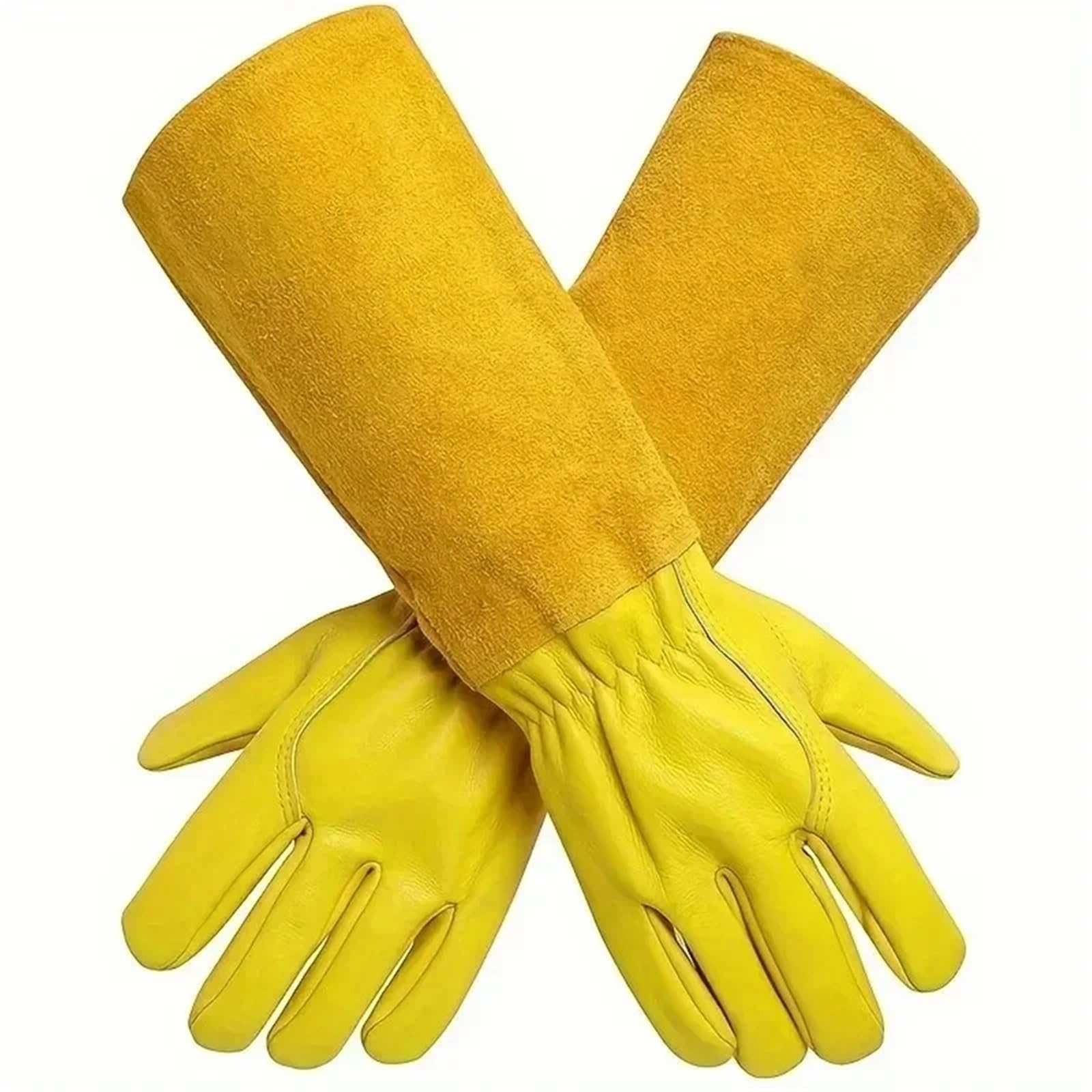 Gartenhandschuhe Gartenhandschuhe for Damen, Rosenschnitt-Dornschnittfeste, Lange Ellenbogen-Gartenhandschuhe aus Leder for Beschneiden FüR Gartenwerkzeuge(Gray,S)