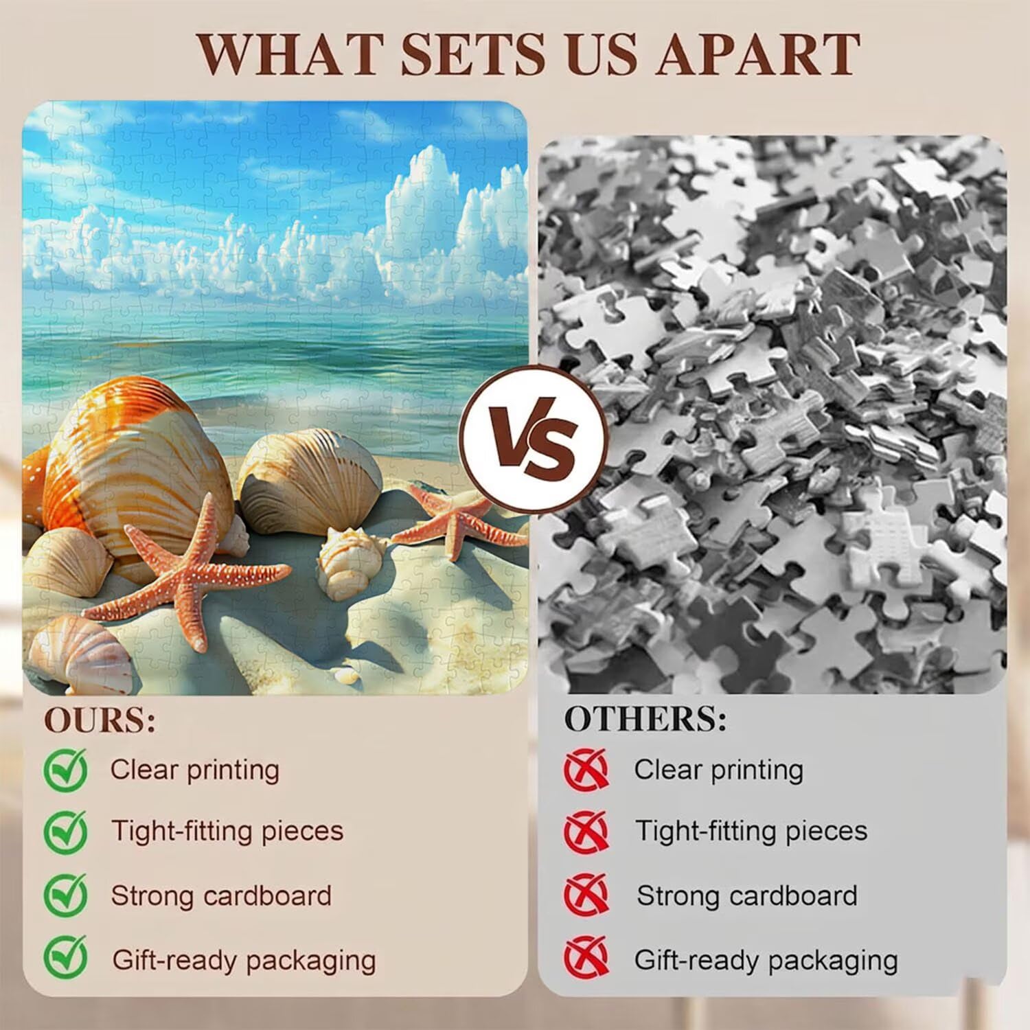 playa caparazón Puzzle de 1500 Piezas, Juego de Mesa Familiar de Madera - Rompecabezas Adultos para Toda La Familia, Rompecabezas Educativo DIY y Antiestrés - Con mapa de referencia, 87 x 57 cm f0-868
