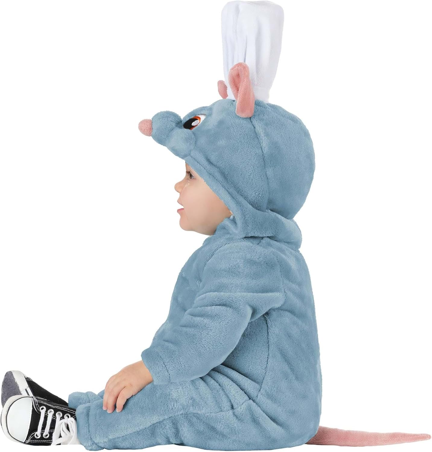 Infant Disney and Pixar Ratatouille Remy Costume with Plush Jumpsuit & Attached Hood for Baby Halloween Dress Up Outfit