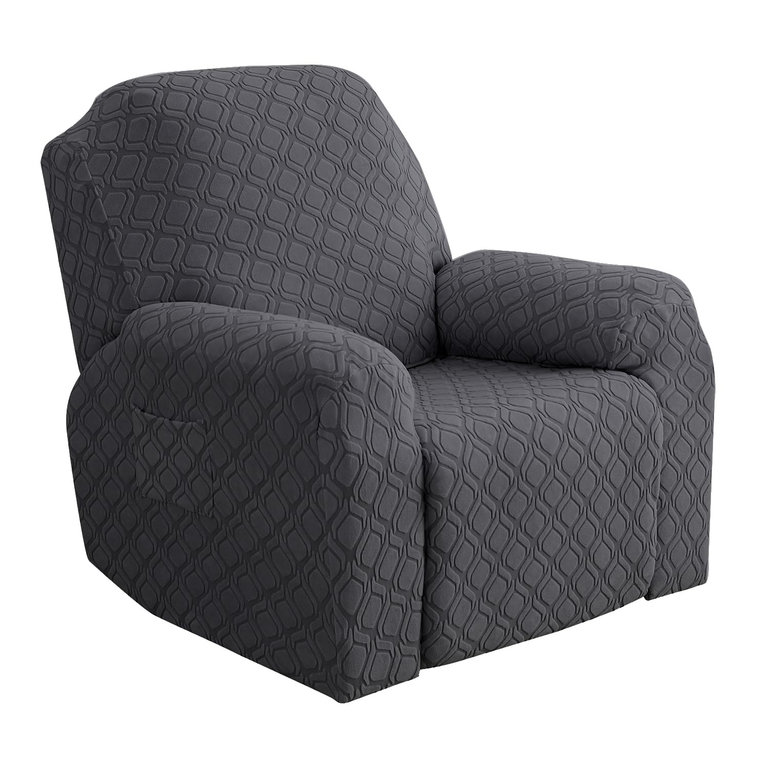 Topchances Recliner Chair Covers - Super Soft Stretch Chair Cover with Side Pocket, Furniture Protector (Jacquard Dark Grey)
