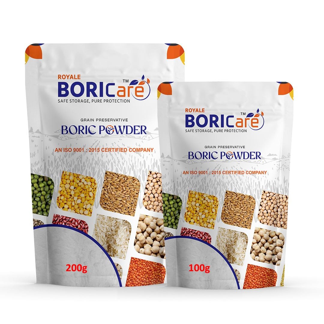 Boric Acid Powder, 300g (200g + 100g) 99.5% Pure Boric Acid Powder, Multipurpose Boric Acid Powder for Rice, Grain & Pulse Preservation, Carrom Board Powder & Cockroach Repellent-image-11