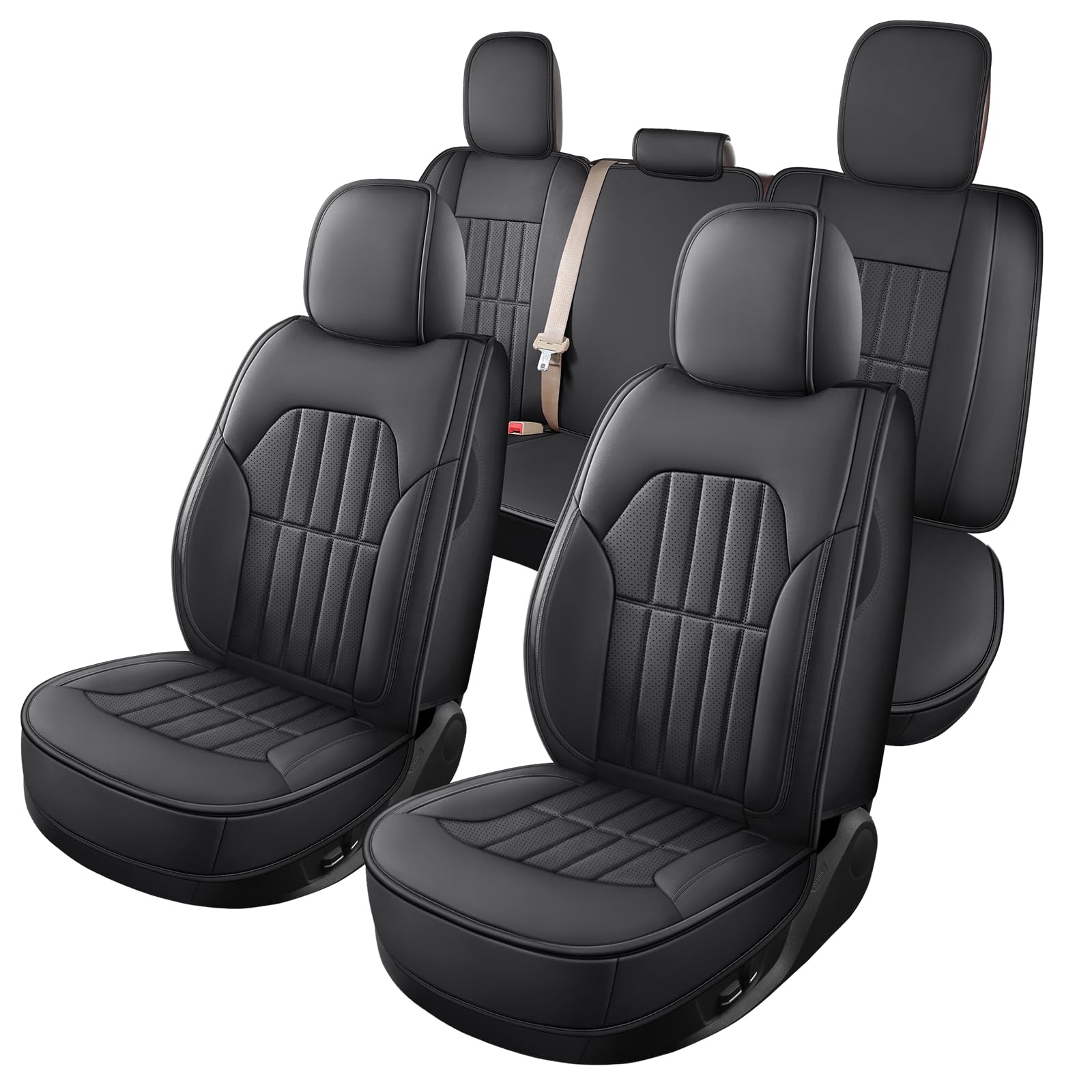 Truckiipa Dodge Ram Seat Covers Full Set, Full Coverage Luxury Car Seat Covers Waterproof Leather Protector Truck Accessories, Custom Fit for 2002-2018 Ram 1500, 2002-2023 Ram 2500 3500 Crew Mega Cab