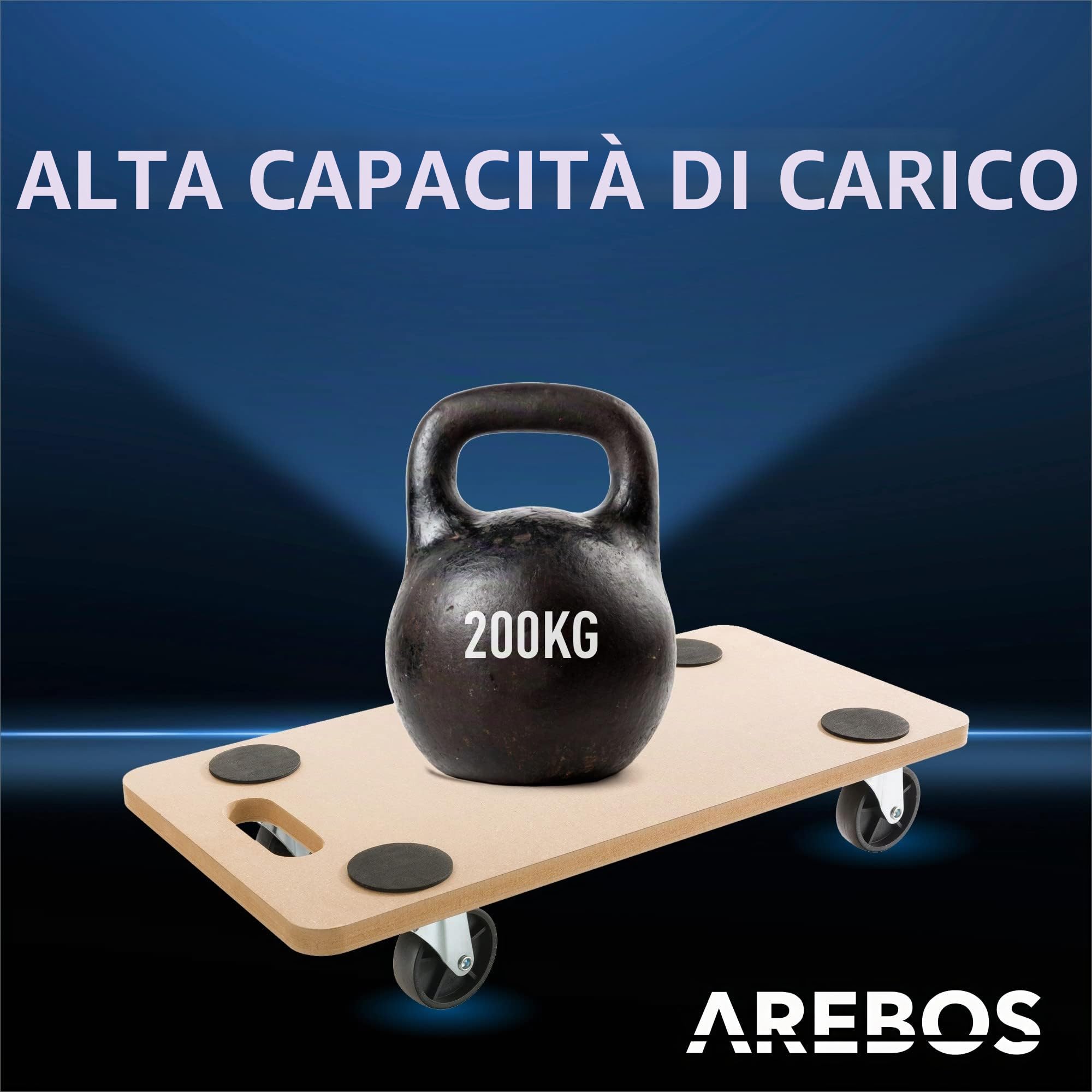 Arebos 2x Carrello su rotelle | Carrello per mobili | Piattaforma mobile | Carrello per trasporto | Dolly 200kg