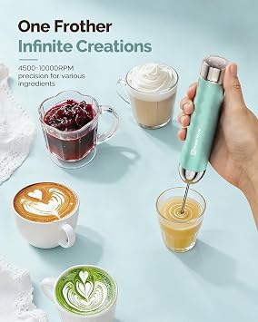 Maestri House LunaFro 2.0 Rechargeable Milk Frother, Stepless Speed Control