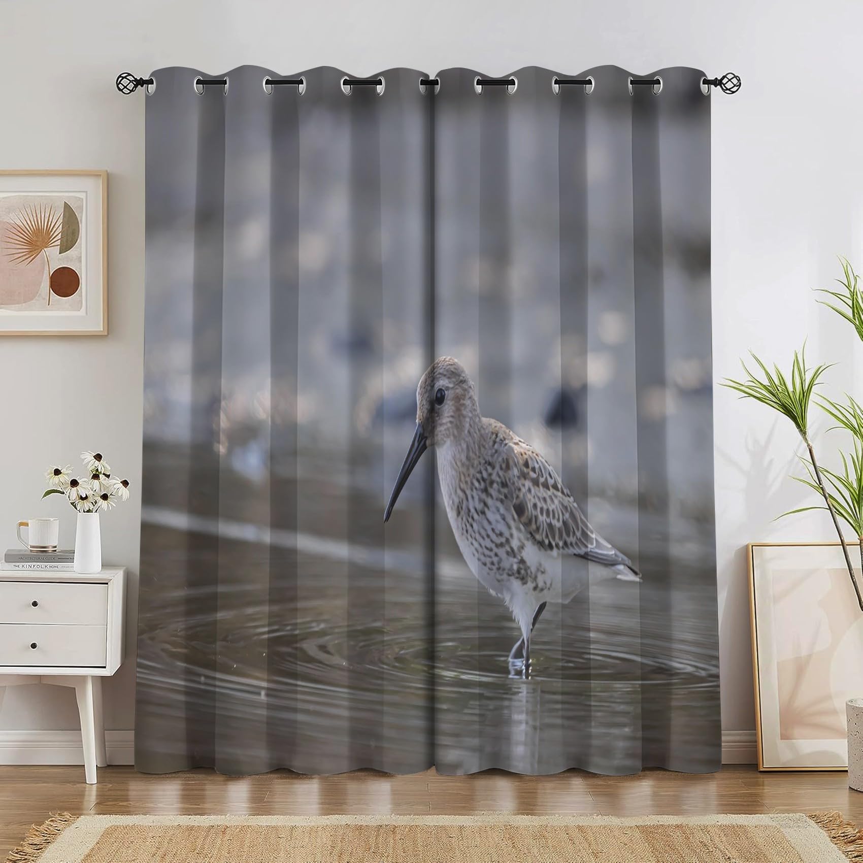 Rideau occultant thermique 140x260cm lot de 2 avec oeillets style naturel design bécasseau