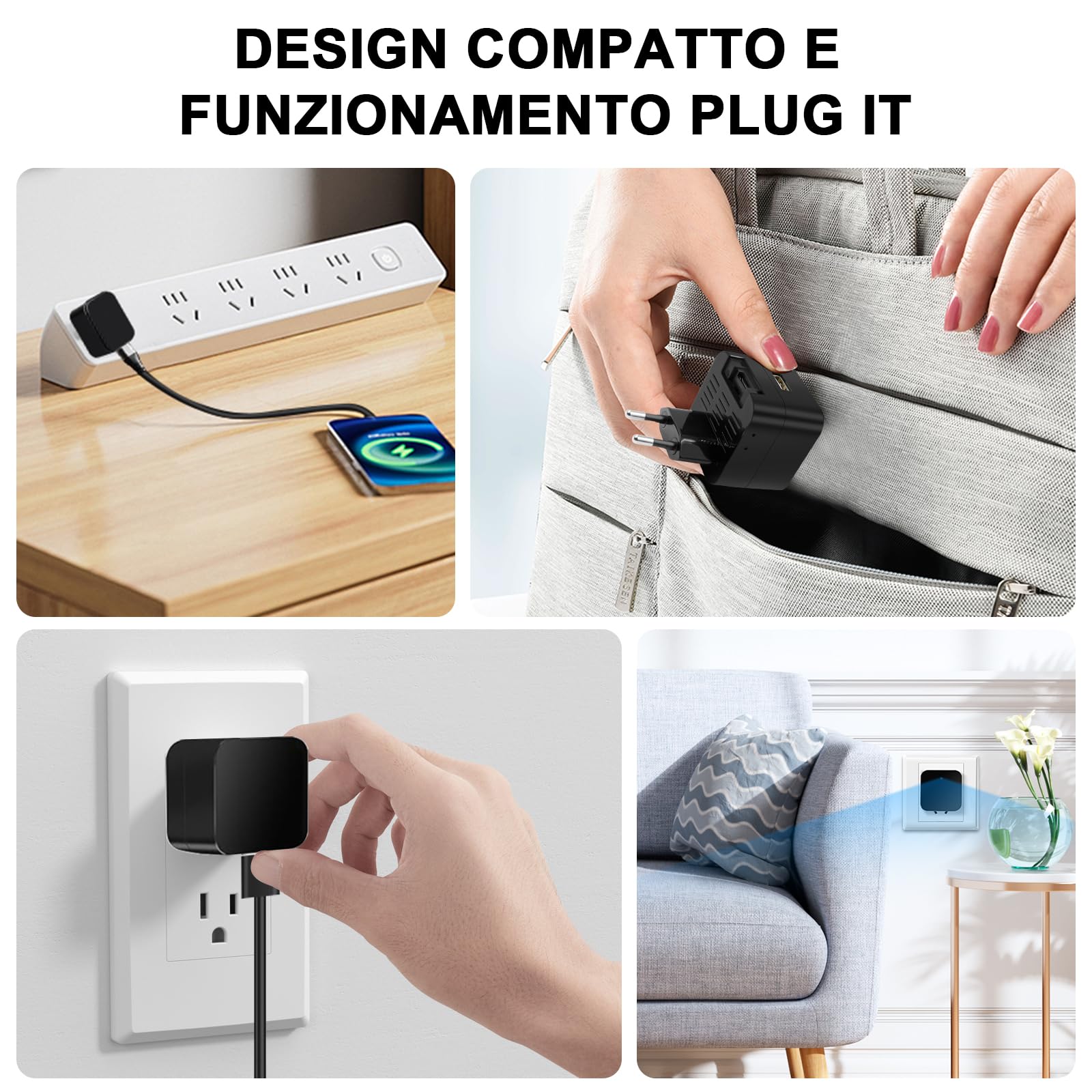 LXMIMI Telecamera Nascosta Wifi 5G, Telecamera con Caricatore USB, Mini Telecamera Spia Wifi HD 1080P con Rilevamento del Movimento e Registrazione in Loop per la Visualizzazione Remota Tramite APP