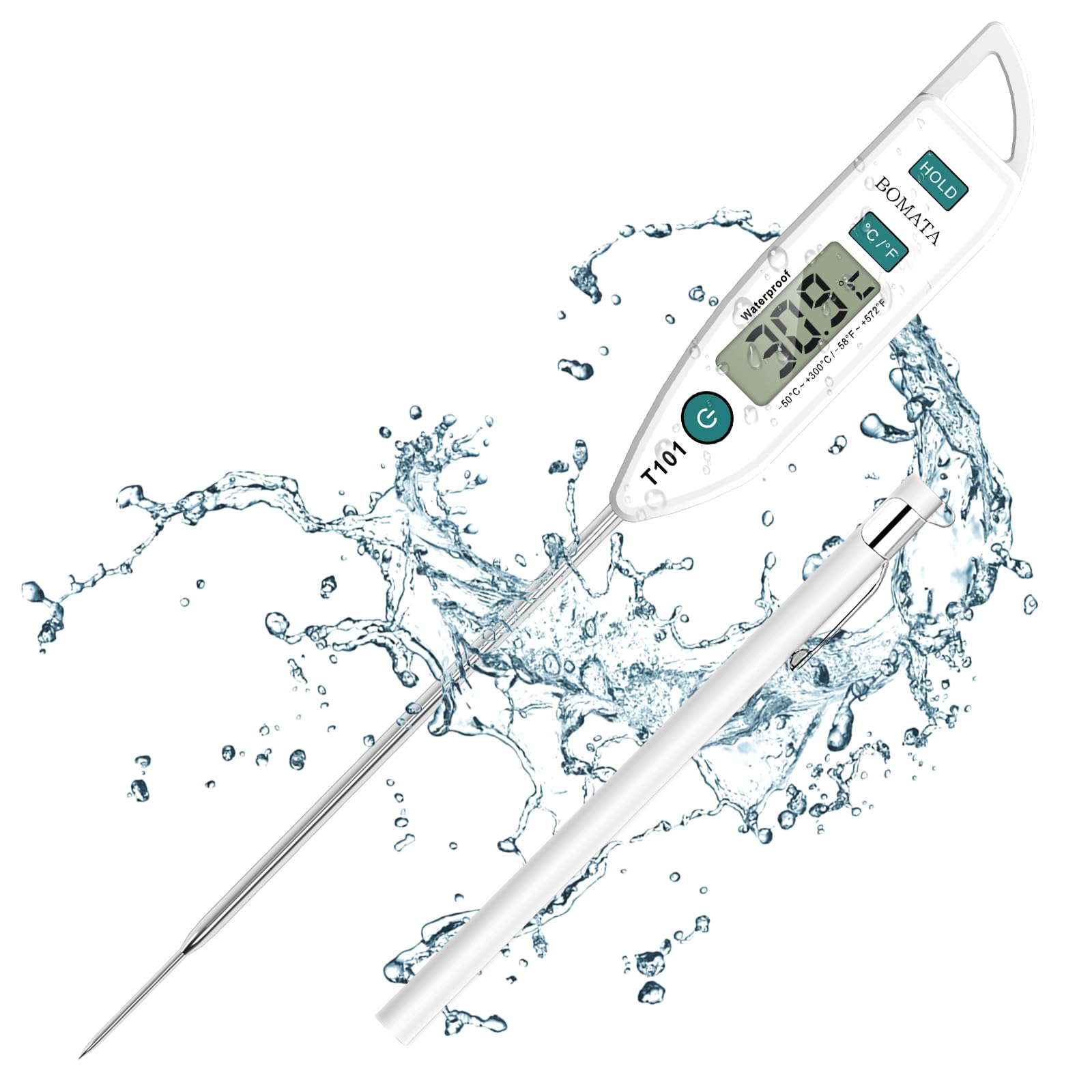 Thermomètre De Cuisine Étanche IPX7 - Sonde Longue Pour Aliments, Liquides, Bougies
