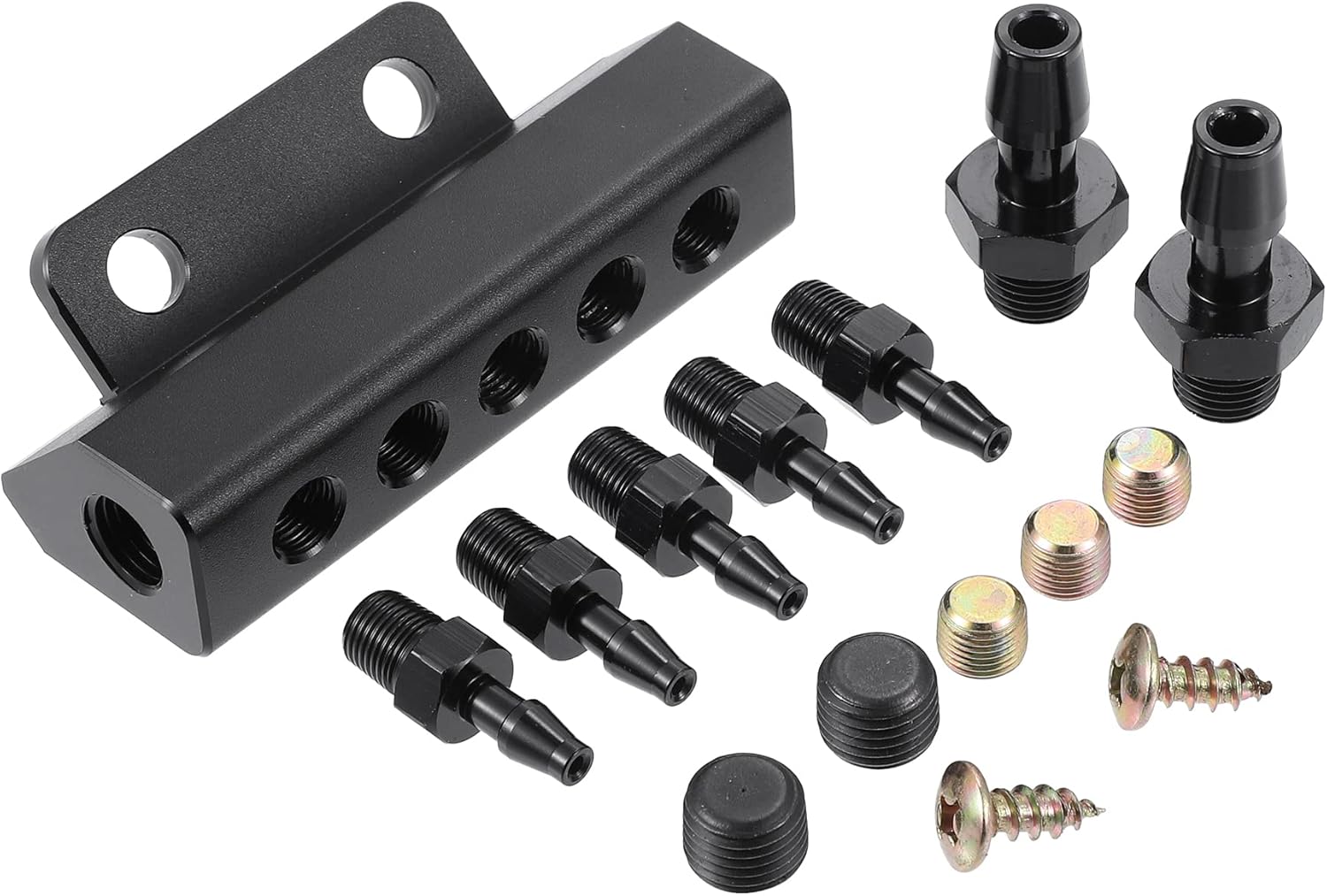 X AUTOHAUX Universal Vacuum Manifold Kit 1/8″ Ports 1/2″ Interfaces Block Intake Manifold for Car Fuel Gas Wastegate Turbo Boost X AUTOHAUX Universal Vacuum Manifold Kit 1/8″ Ports 1/2″ Interfaces Block Intake Manifold for Car Fuel Gas Wastegate Turbo Boost