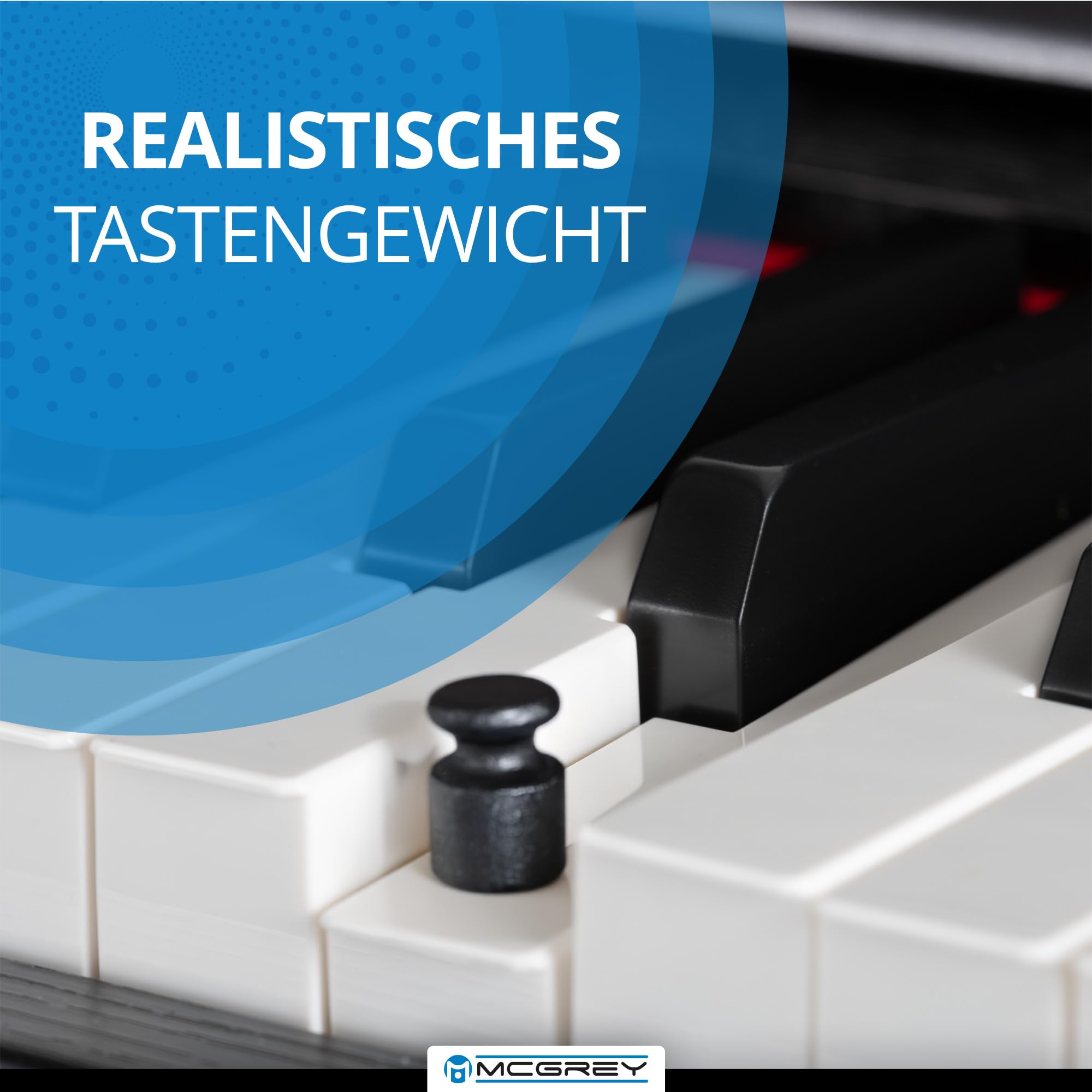 McGrey DP-19 SM E-Piano Set - 88 tasti pesati con meccanica a martello e dinamica di tocco - 8 suoni - copritastiera - incl. sgabello da pianoforte, cuffie e scuola di pianoforte - Nero opaco