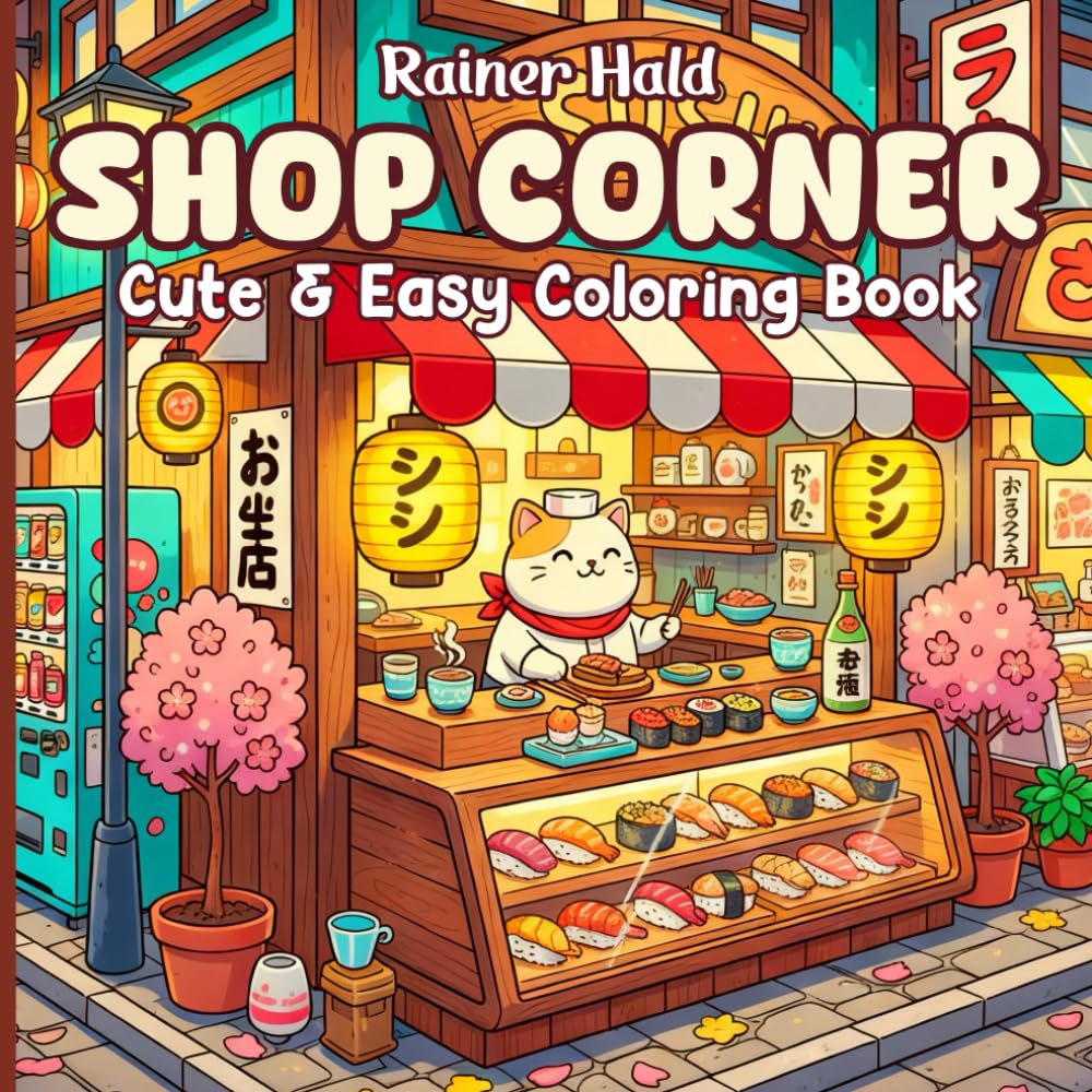 Shop Corner Coloring Book Cute Cat For Adults, Teens And Kids