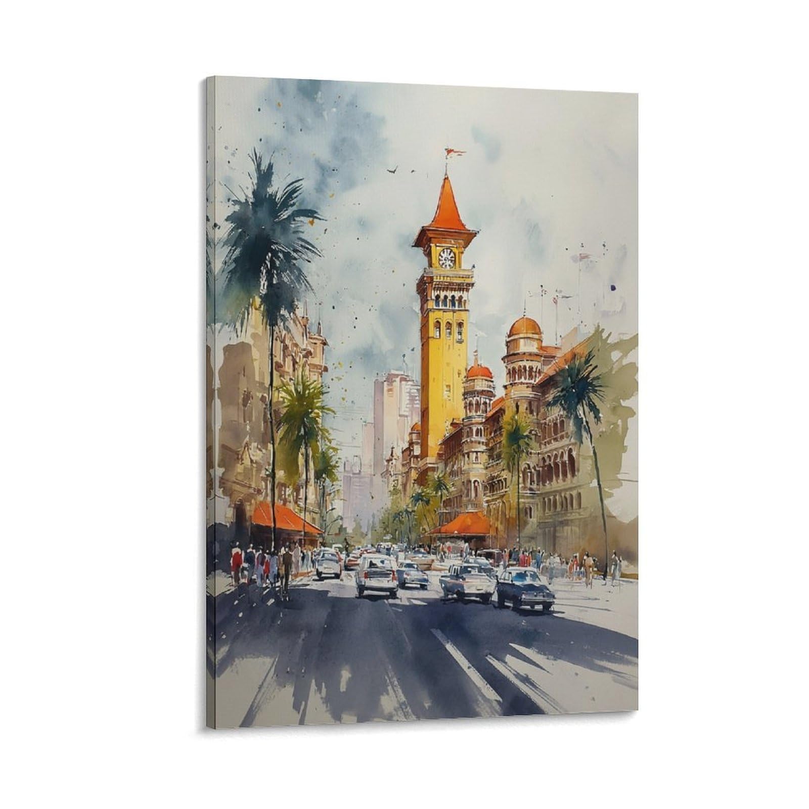 XWYMXZ Las Vegas Nevada 16x24inch(40x60cm) Vintage Travel Poster Watercolor Canvas Art