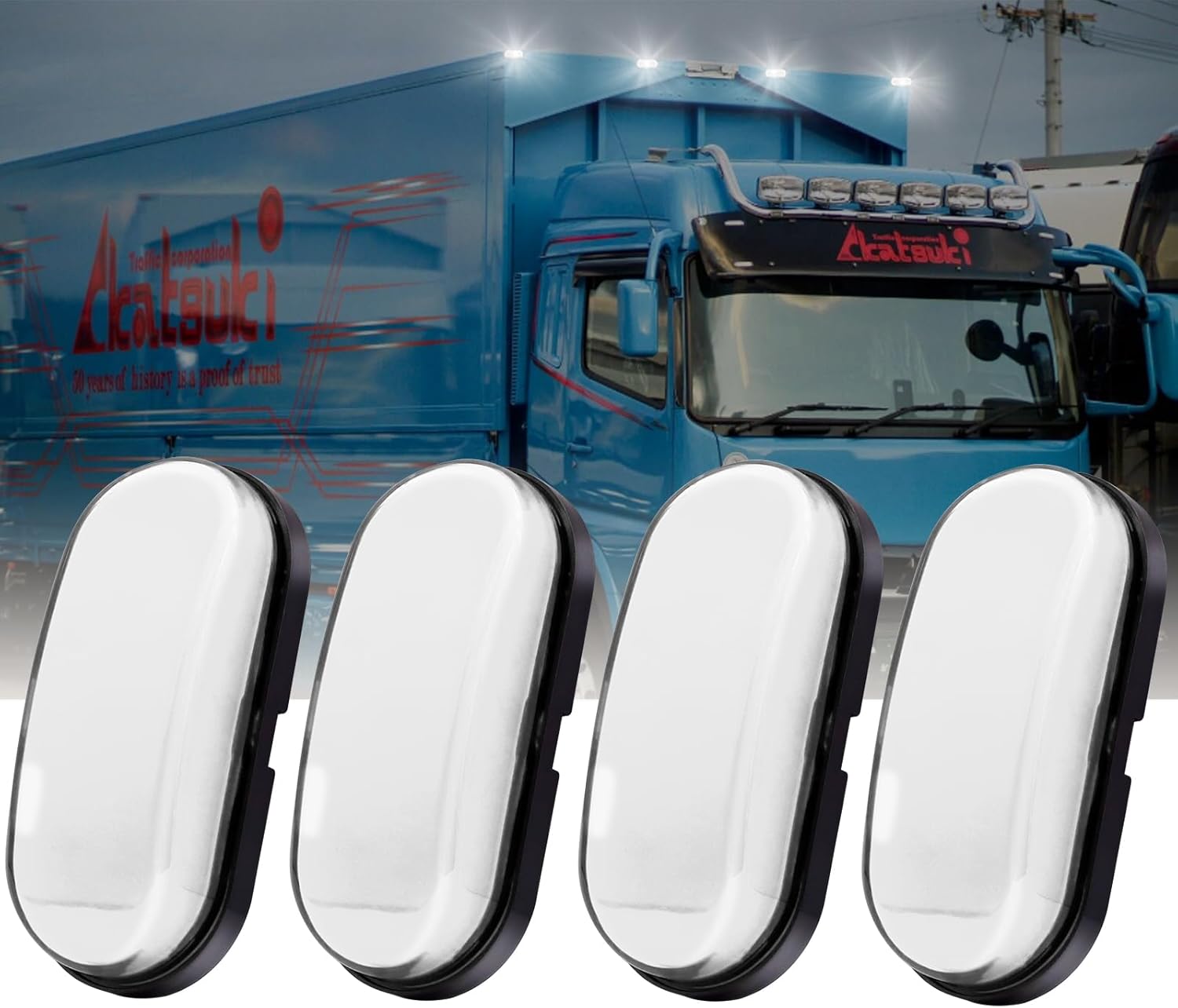 10 Feux De Gabarit 12v 2 Led Blanc E-Marque Pour Poids Lourds Remorque