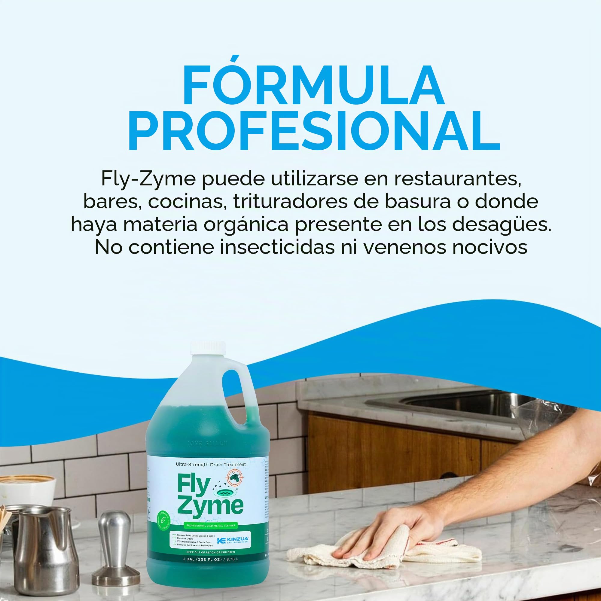 FlyZyme | Gel enzimático de drenaje ultra fuerte | Eliminador de FlyZyme de drenaje y frutas | Limpiador y tratamiento enzimático altamente concentrado | Ecológico y seguro para tuberías (1 galón)