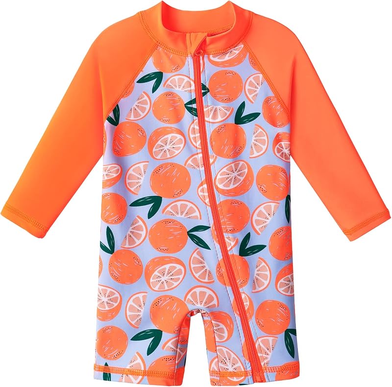 XFGIRLS Baby/Toddler Girls Swimsuit Long Sleeve One-Piece Bathing Suit Rash Guard
