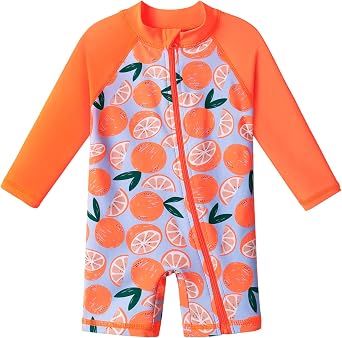 XFGIRLS Baby/Toddler Girls Swimsuit Long Sleeve One-Piece Bathing Suit Rash Guard