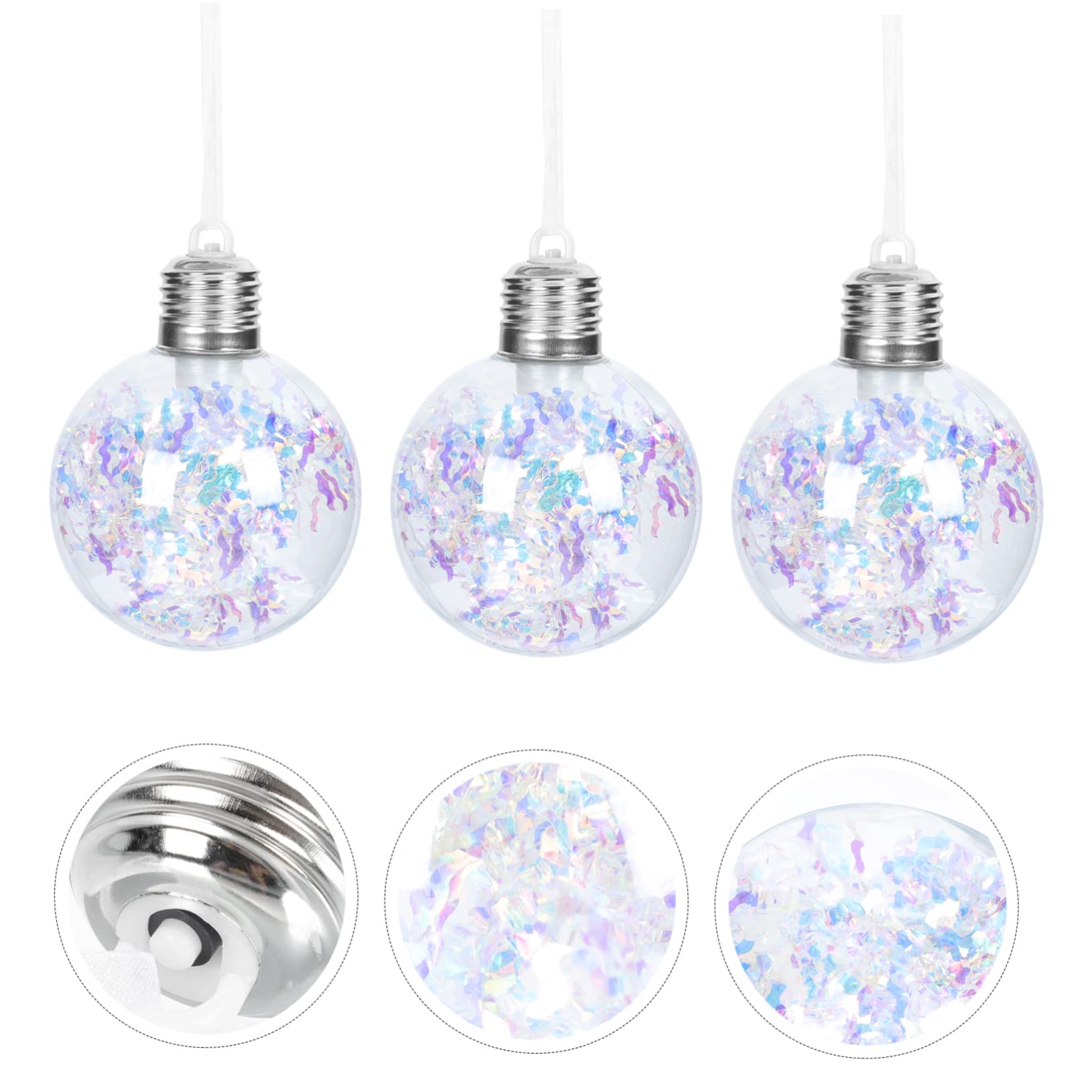 MAGICLULU 5 Sätze Weihnachtskugellichter Christbaumschmuck Irisierend Rot Ball Weihnachtsdeko Fairy Lights Dekoration Für Weihnachtsfeiern Baumbehang Schmücken Plastik Weiß 3 Stücke * 5