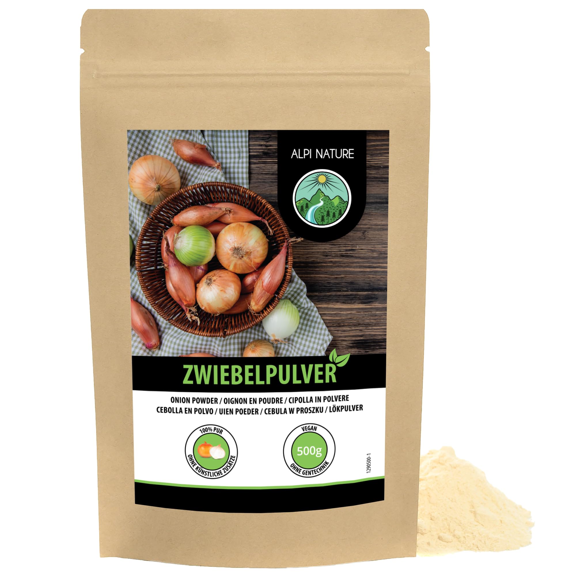 Alpi Nature Zwiebelpulver 500g, Zwiebelpulver gemahlen, Zwiebeln getrocknet, gemahlene Zwiebeln