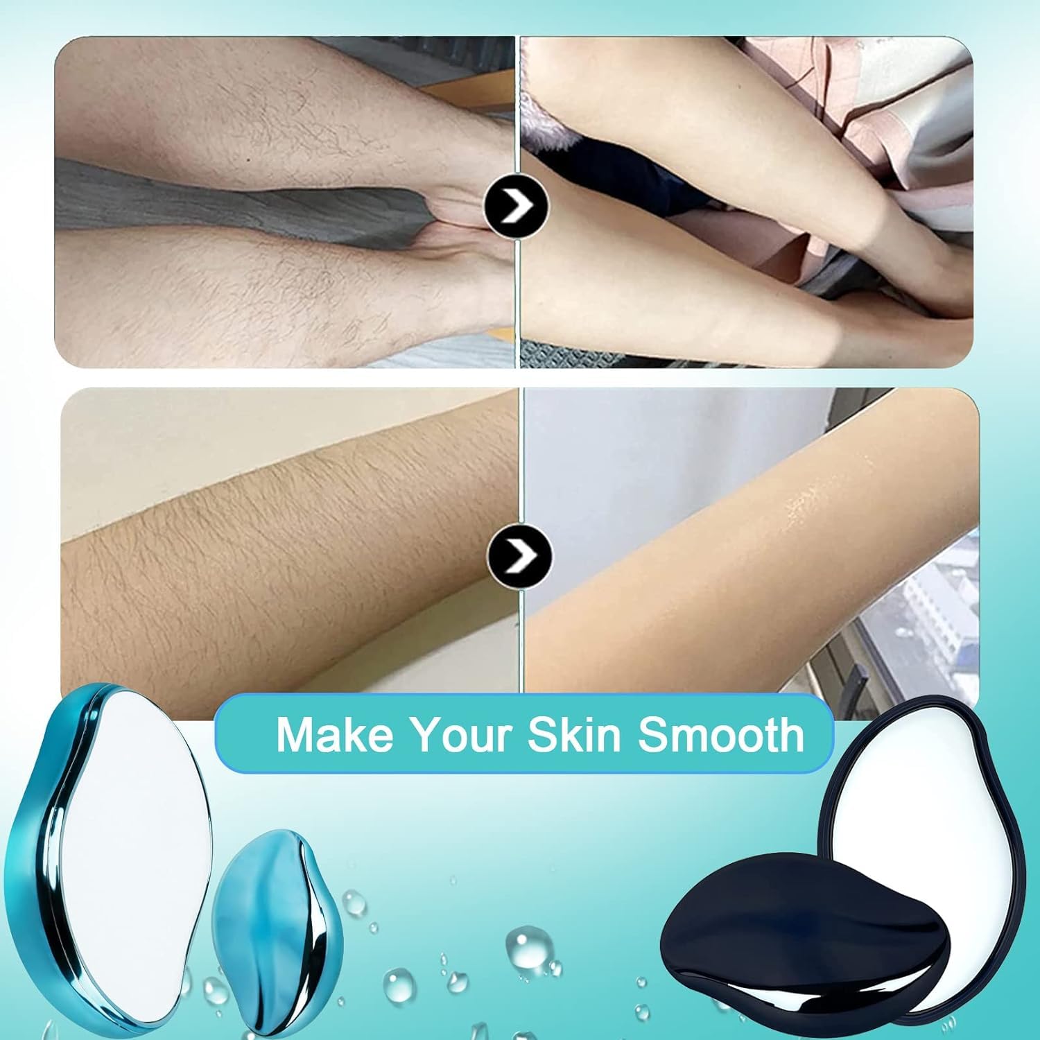 MVM Enterprise 2 Pcs Crystal Hair Eraser for Women and Men Reusable Crystal Hair Remover Portable Magic Painless Exfoliation Hair Removal Tool Washable Magic Hair Eraser for Mothers Day Gifts 3