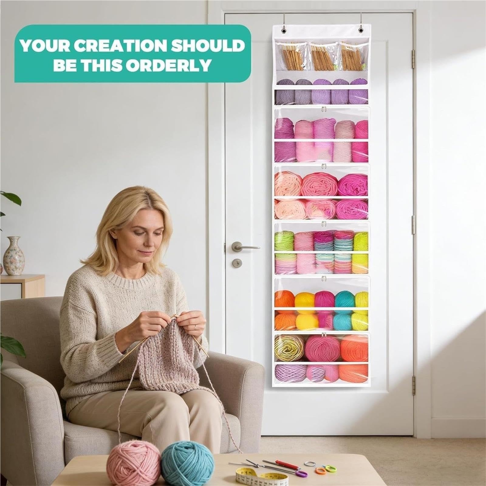 Over The Door Crochet, Hanging Yarn Storage Organizer