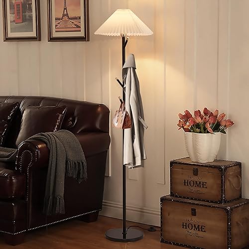 Miniatura 5 de Lámparas de pie modernas, sencillas, negras, con perchero, lámpara de pie LED de árbol, lamparas de pie para sala de estar, oficina o dormitorio,