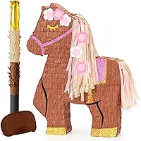 Vista 107 de Piñata plegable de unicornio, suministros para fiesta de cumpleaños, piñata extensible con bate y flecos, decoración de fiesta temática, piñatas