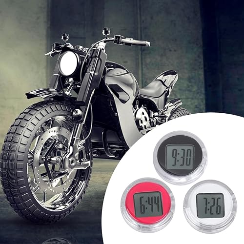 Miniatura 2 de VICASKY Mini reloj de motocicleta, manillar de motocicleta, reloj digital para tablero de instrumentos impermeable, reloj adhesivo para montaje en