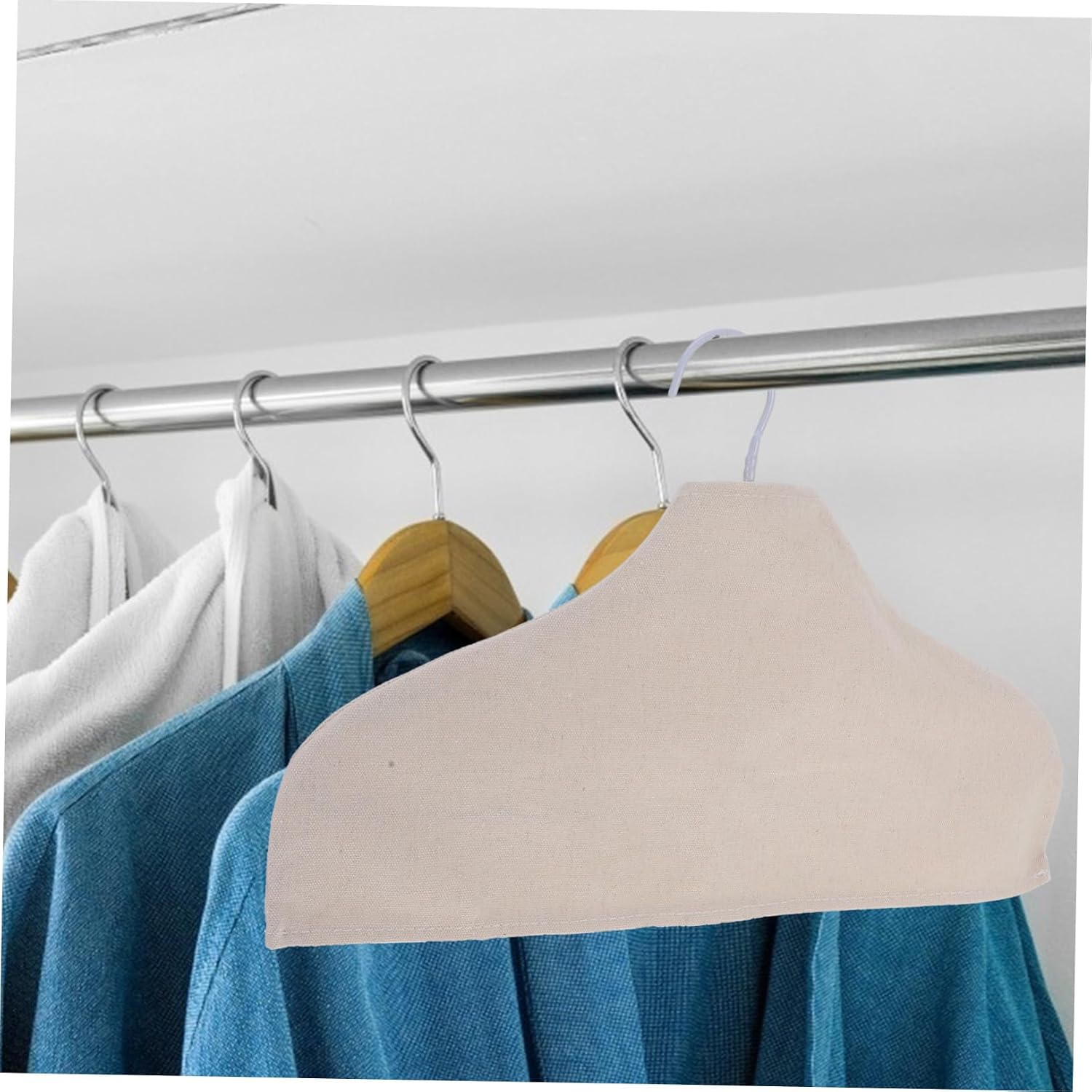 GANAZONO 3pcs Cotton Nonslip Hanger Cover Wardrobe and Retail Display Protector Clothing Store Hanger Cover Organize Your Garments Breathable and Soft Shoulder Shape Retention Wardrobe