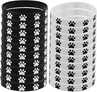 COLLBATH 48 Pulseras Elásticas con Estampado de Patas de Goma Blanca Y para Decoraciones de Fiestas de Cumpleaños Y Eventos Accesorios de Moda