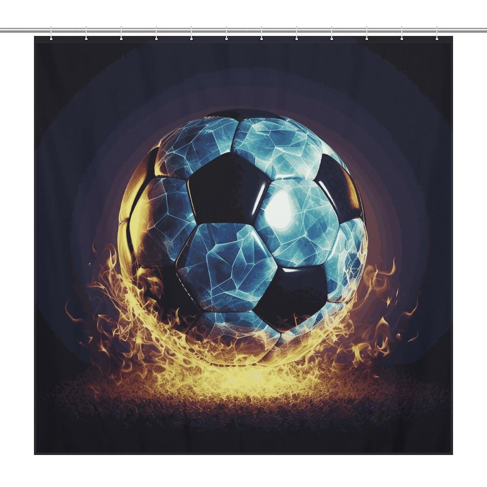 Rideau de douche anti éclaboussures en polyester robuste imprimé football