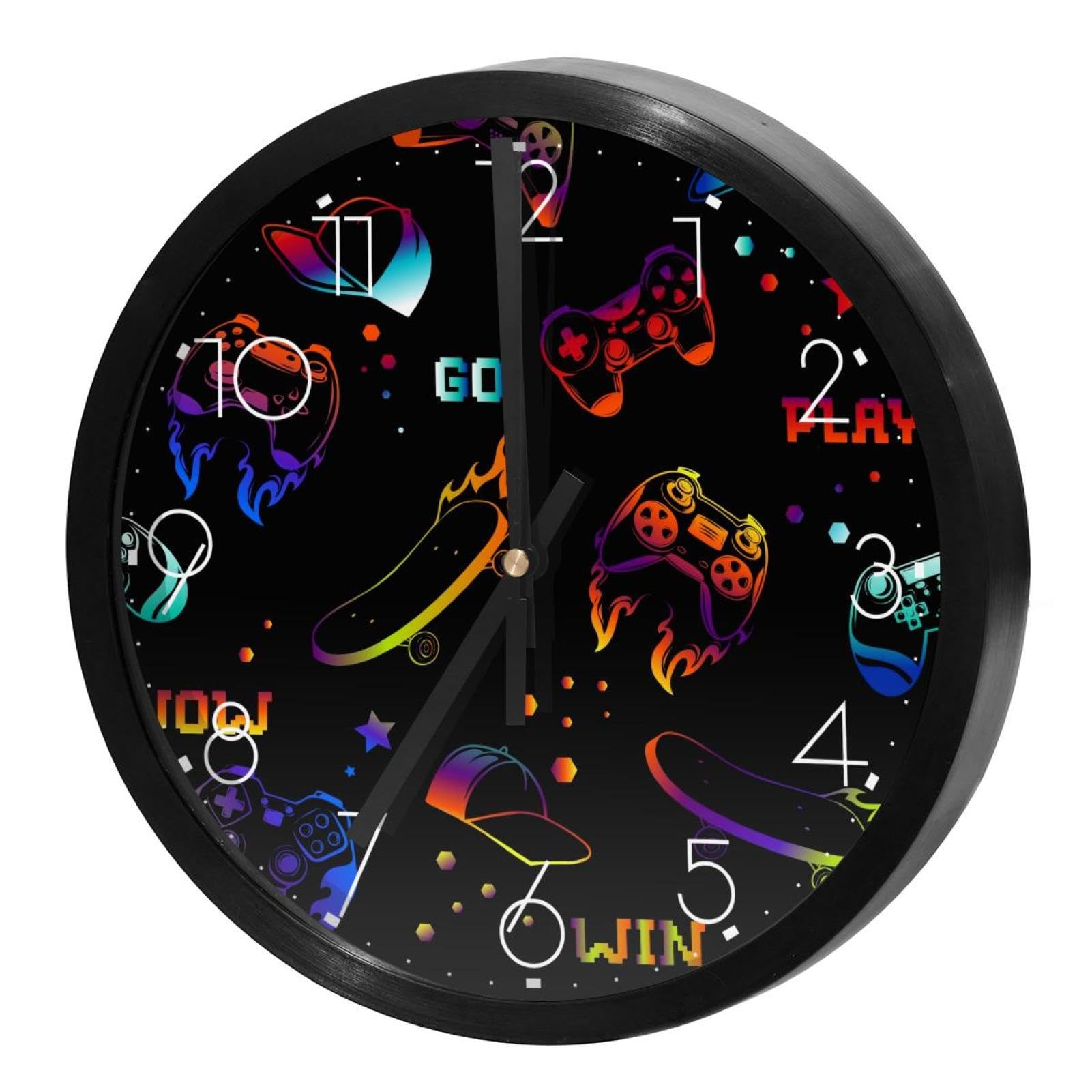 Horloge murale silencieuse ronde à quartz pour cuisine et école motif geek