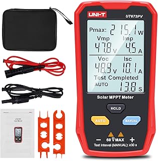 WODHMIEY UT673PV Solar Panel Tester, 800W Photovoltaic Multimeter with MPPT, Smart Open Circuit Voltage Troubleshooting, Ultra - Clear LCD Display for Solar PV Module Testing
