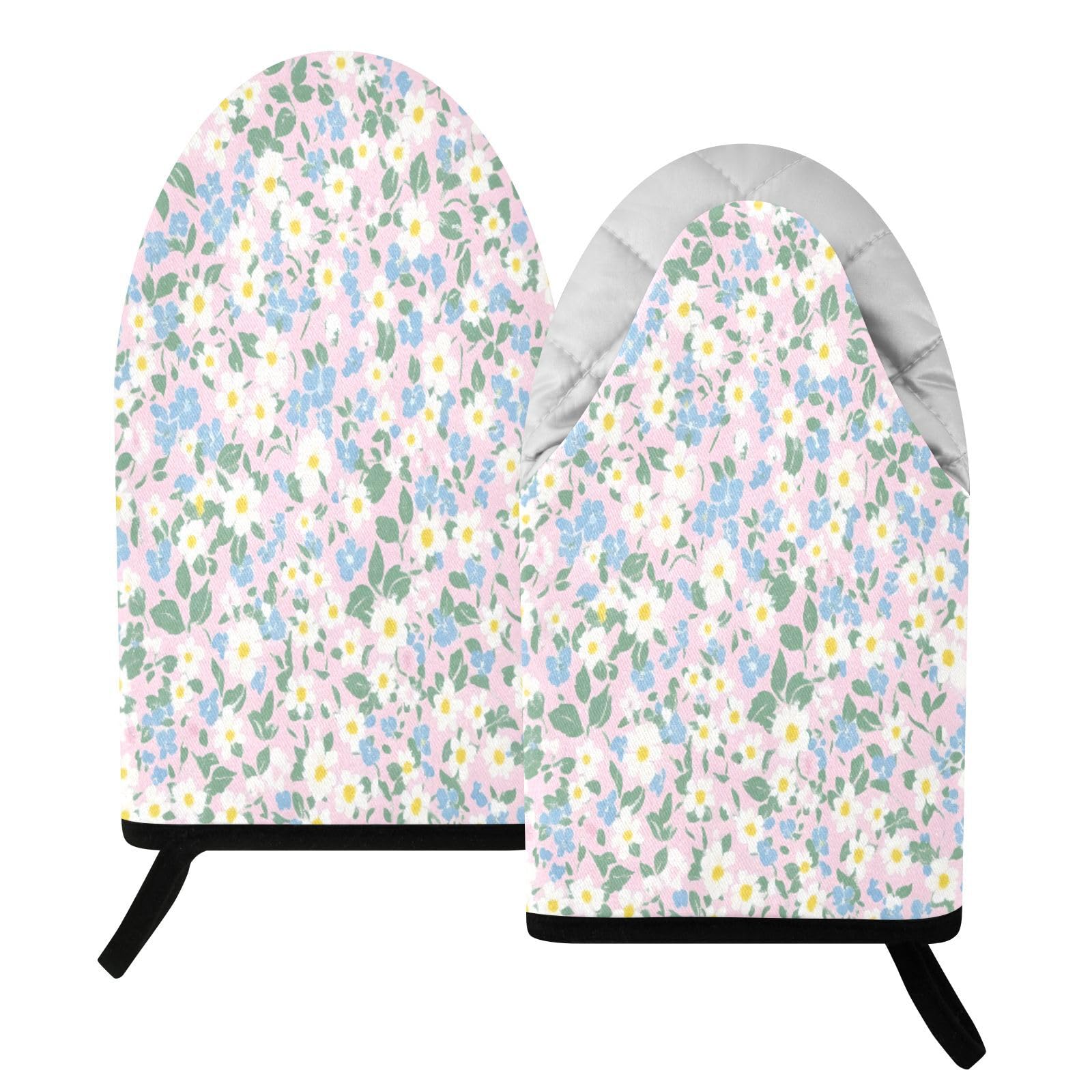 BURSTDDY Flowers Oven Mitt,Heat Resistant Kitchen Mitts for Cooking