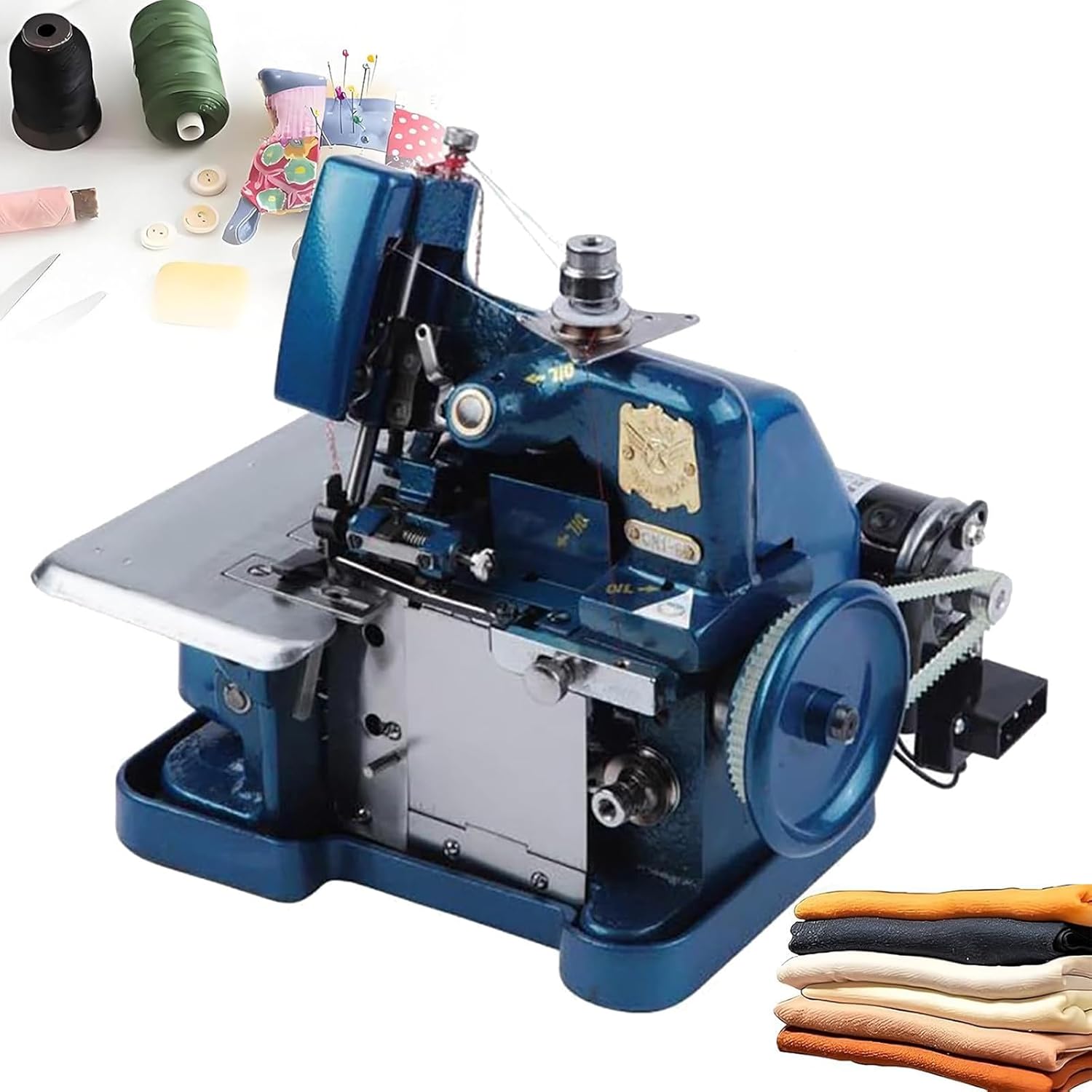 Pearl Drilling Machine,250W Sergers & Overlock Machines,Adjustable Stitch Length & 3000 Stitches Per Minute,For Multiple Materials, Cotton,Woolen, Knitwear, etc Blue