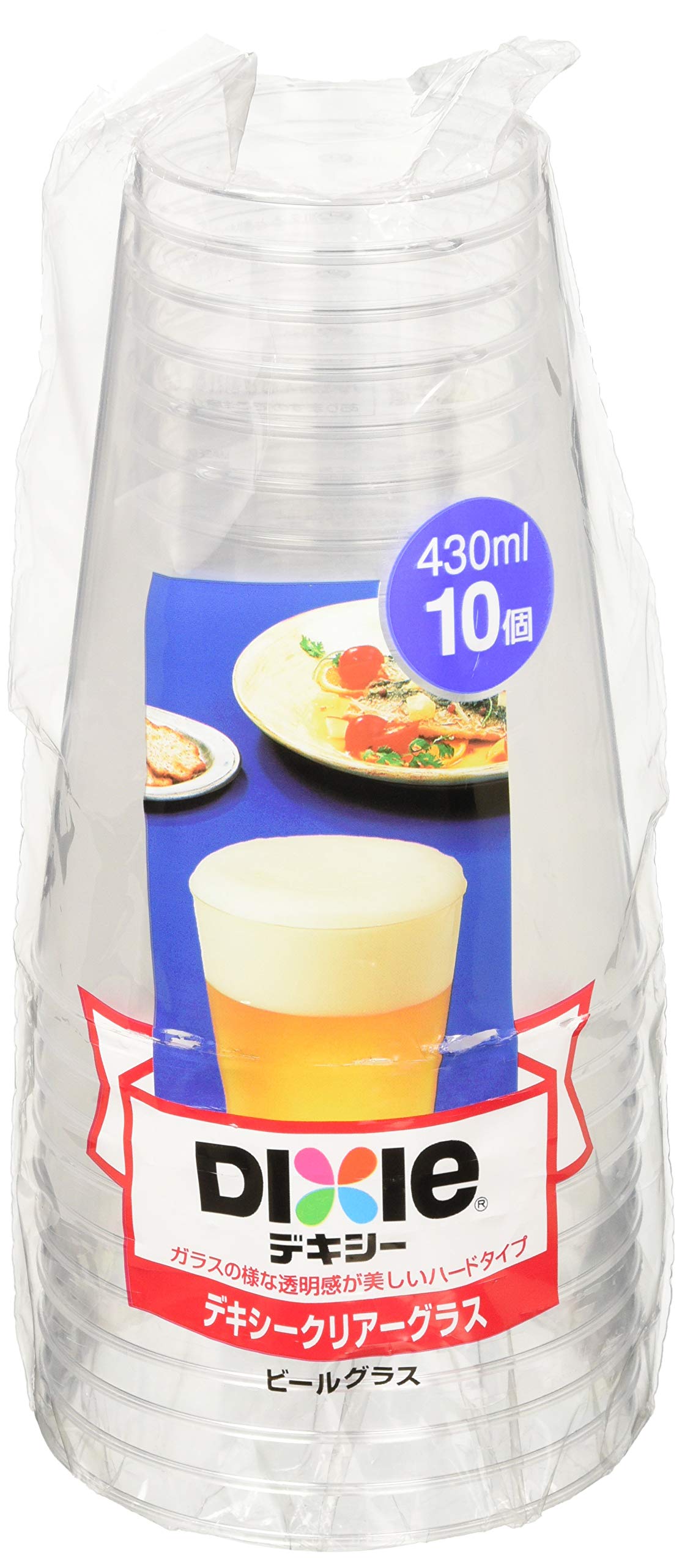 Amazon｜硬質プラスチック クリアビールグラス 430ml 10P｜使い捨て