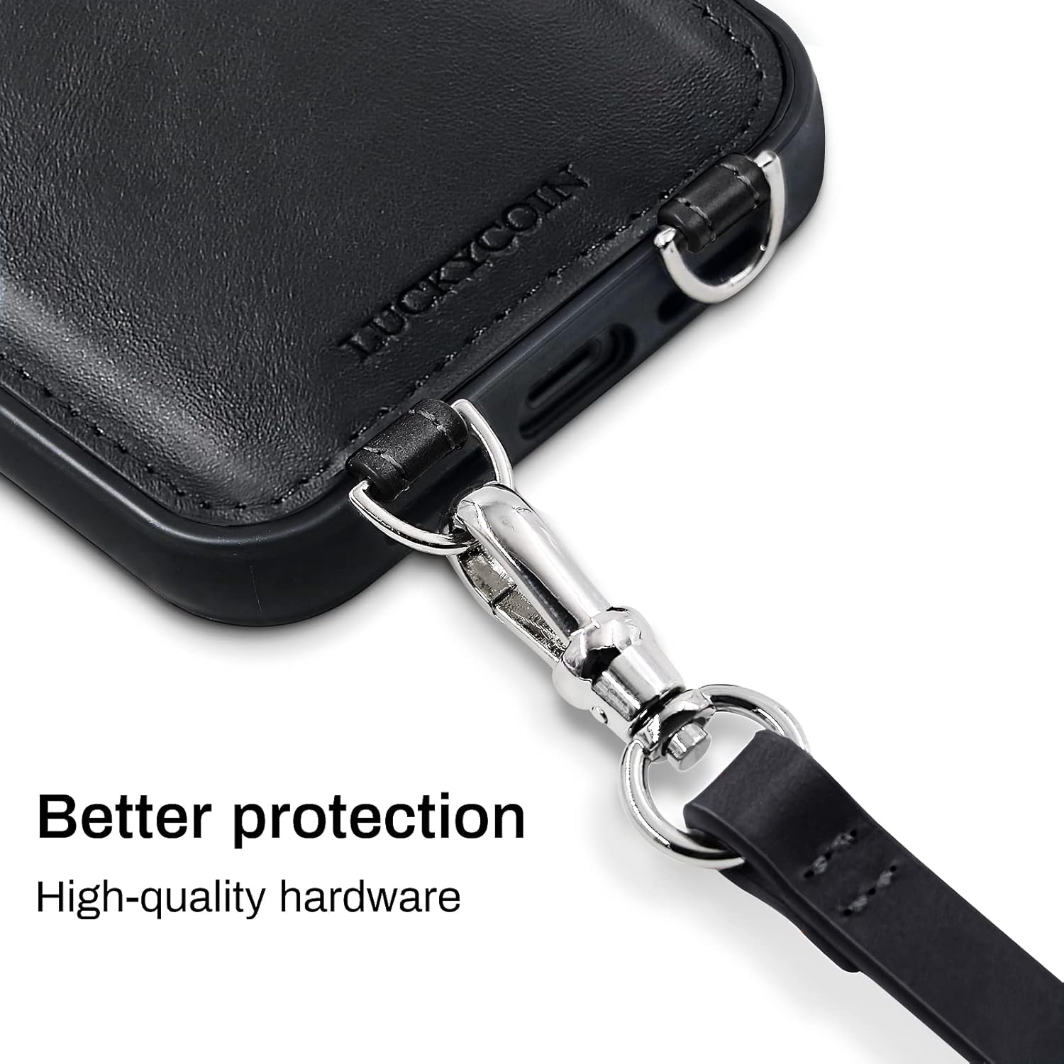 LUCKYCOIN Crossbody Wallet Phone Case for iPhone 13 Mini,100% Genuine Leather Phone Purse Case for Women,with Expandable Card Holder,with Adjustable & Removable Strap Retro Black,5.4 in