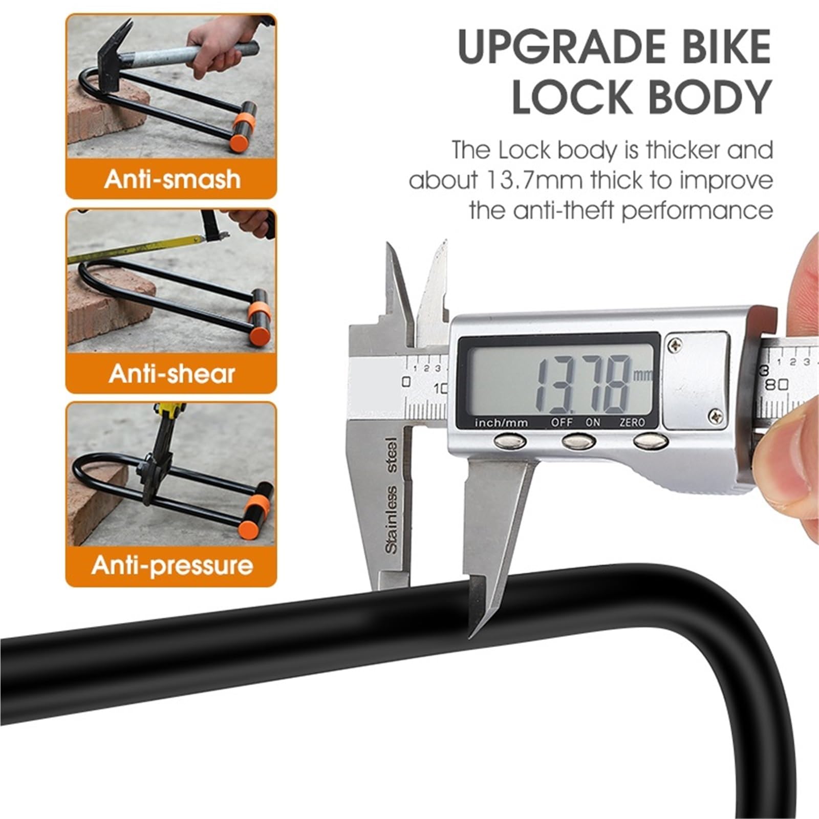 Genérico Compatible con candado de Bicicleta en U de Acero al Carbono | Candado en U for seguridad de motocicleta, scooter, bicicleta de carretera MTB