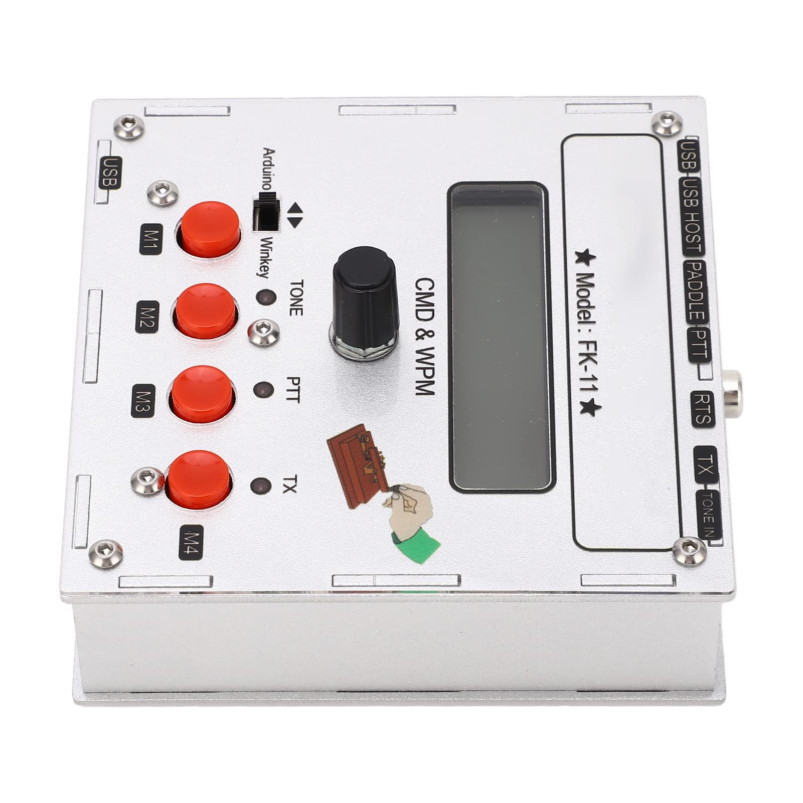 Oumefar K3NG Keyer Hochflexibler Open-Source-CW-Morsecode-Keyer aus Aluminiumlegierung für LCD-Display-Tastatur, Perfekt für Radio-Enthusiasten und Hobbyisten