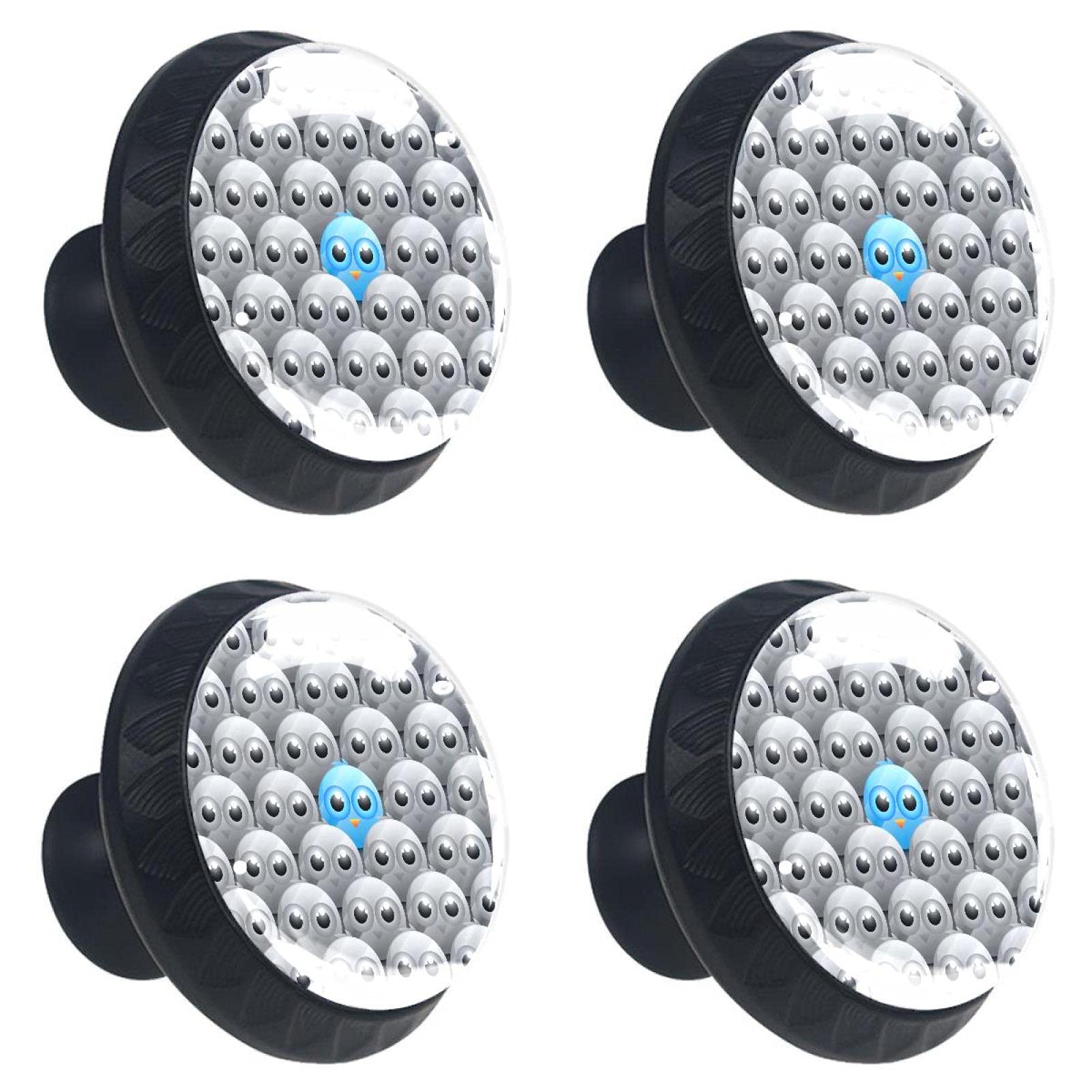 Boutons de tiroir oiseau bleu pour chambre enfant : lot de 4 poignées en verre cristal de 30mm