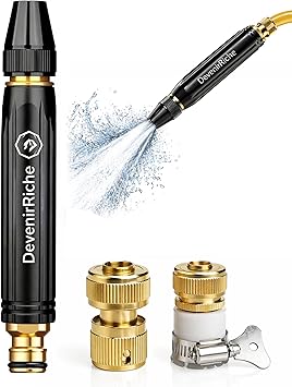 Home High-Pressure Car Wash Water Gun with Booster Nozzle and Hose, Metal 3 Adjustable Water Cannon/Sprayer/Washer, A Must-Have for Watering Plants Pet Rinsing Floor C
