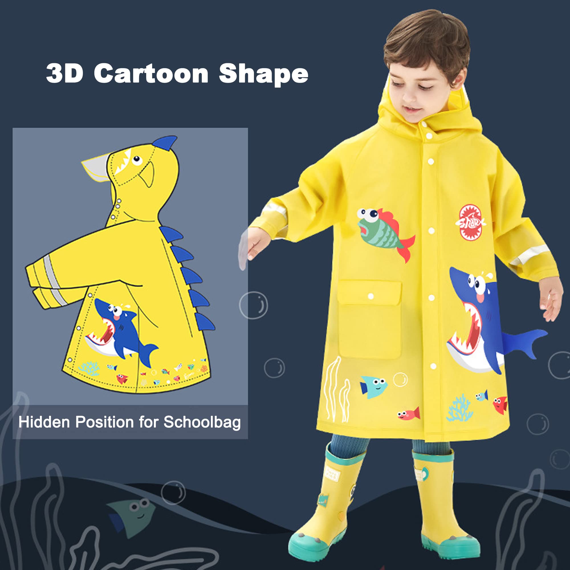 Kids Raincoat Boys Girls Rain Poncho Toddler Waterpoof Rain Jacket Children Cartoon Rainwear M Size