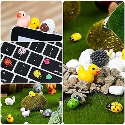 Miniatura 4 de 100 piezas de mini dije de resina de limo de pato figura de pato en miniatura figura de animal pequeño micropaisaje decoración de casa de muñecas